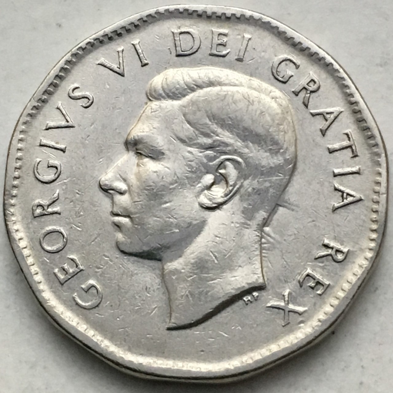 1950-5-Cent-King-George-Nickel-Die-Clash-On-Obverse
