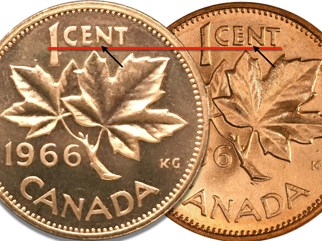 1966-1-Cent-Penny,-Missing-Some-Of-