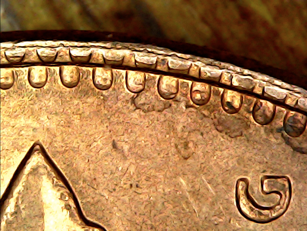 1980---1-Cent-Die-Clash-With-Extra-Set-Of-Denticles-On-Reverse