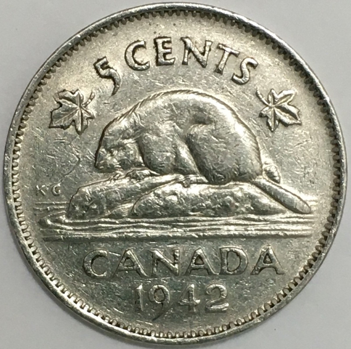 1942-5-Cent-Nickel,-Continuous-Die-Crack-Around-The-Obverse