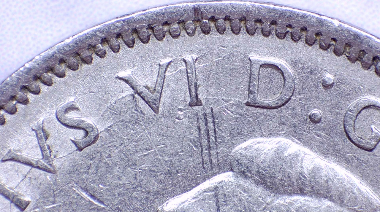 1942-5-Cent-Nickel,-Continuous-Die-Crack-Around-The-Obverse
