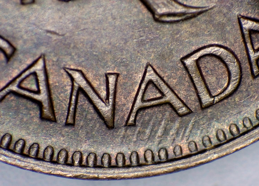 Two-1949-1-Cent-Rp9,-Trail-Dies-Or-Tooling-Marks?