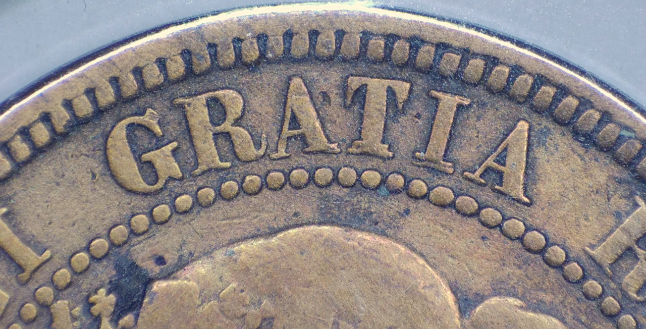 1881-H-Vicky-Cent,-Double/Triple-Re-Punched-Letters-On-Obverse