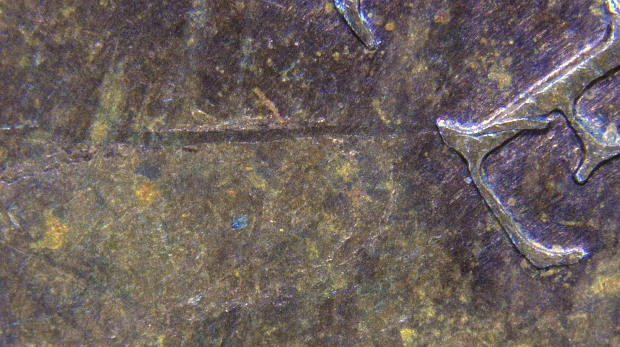 1971-Small-Cent,-Multiple-Obverse-Strike-Through-Errors