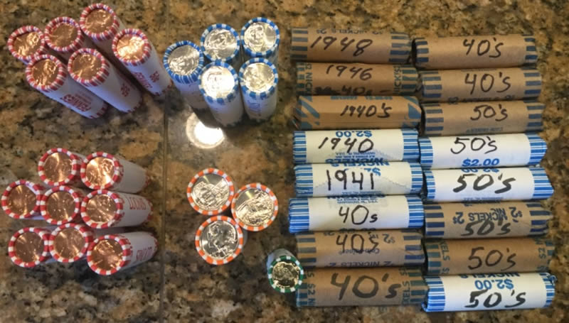 2012-D-2014-D-Single-BU-Bank-Rolls-25c,-10c,-5c,1c-And-40-S-Circ.-Nickels