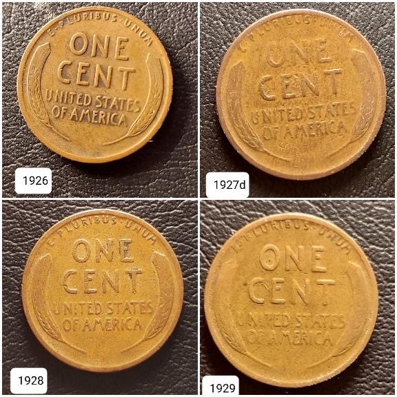 1926,-1927-D,-1928,-1929-Wheat-Examples