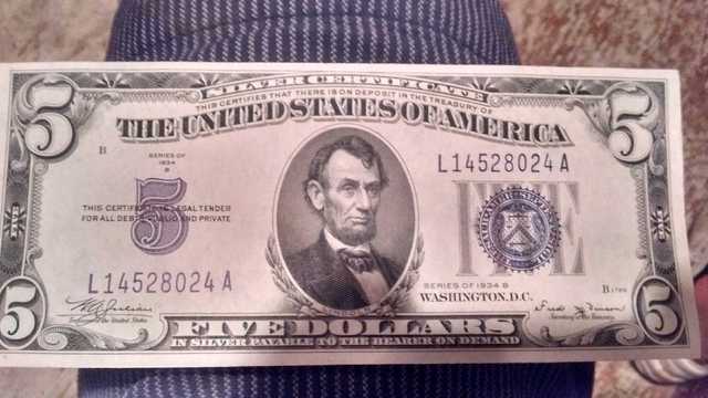 1934B-Five-Dollar-Silver-Note-Possible-Mules-Uncirculated-Not-Graded