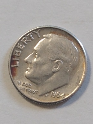 1964-Dime-Struck-On-Cent-Planchet?