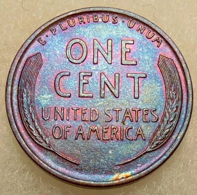 1919-P-Lincoln-Cent,-Cobalt-Blue-Toned,-Grade.
