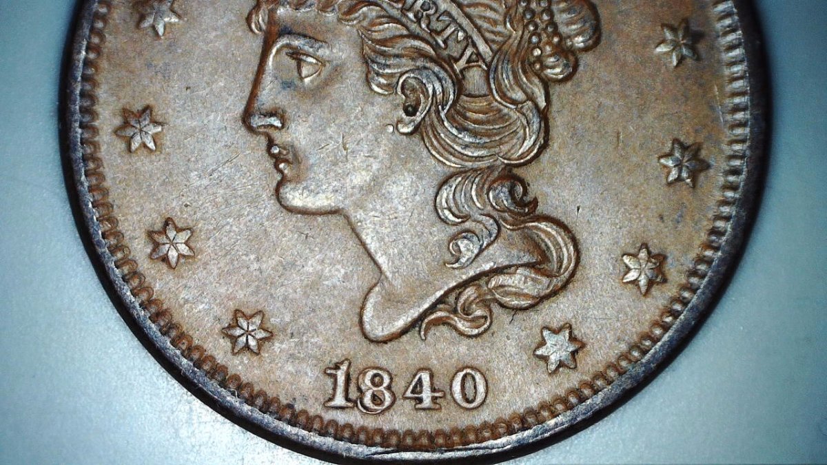1840-Small/Large-Braided-Hair,-Lg-Cent.