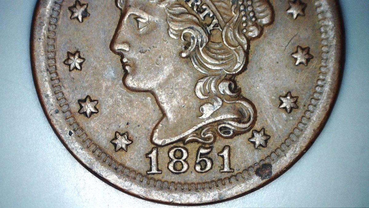 1851-Braided-Hair-Large-Cent,-Grade
