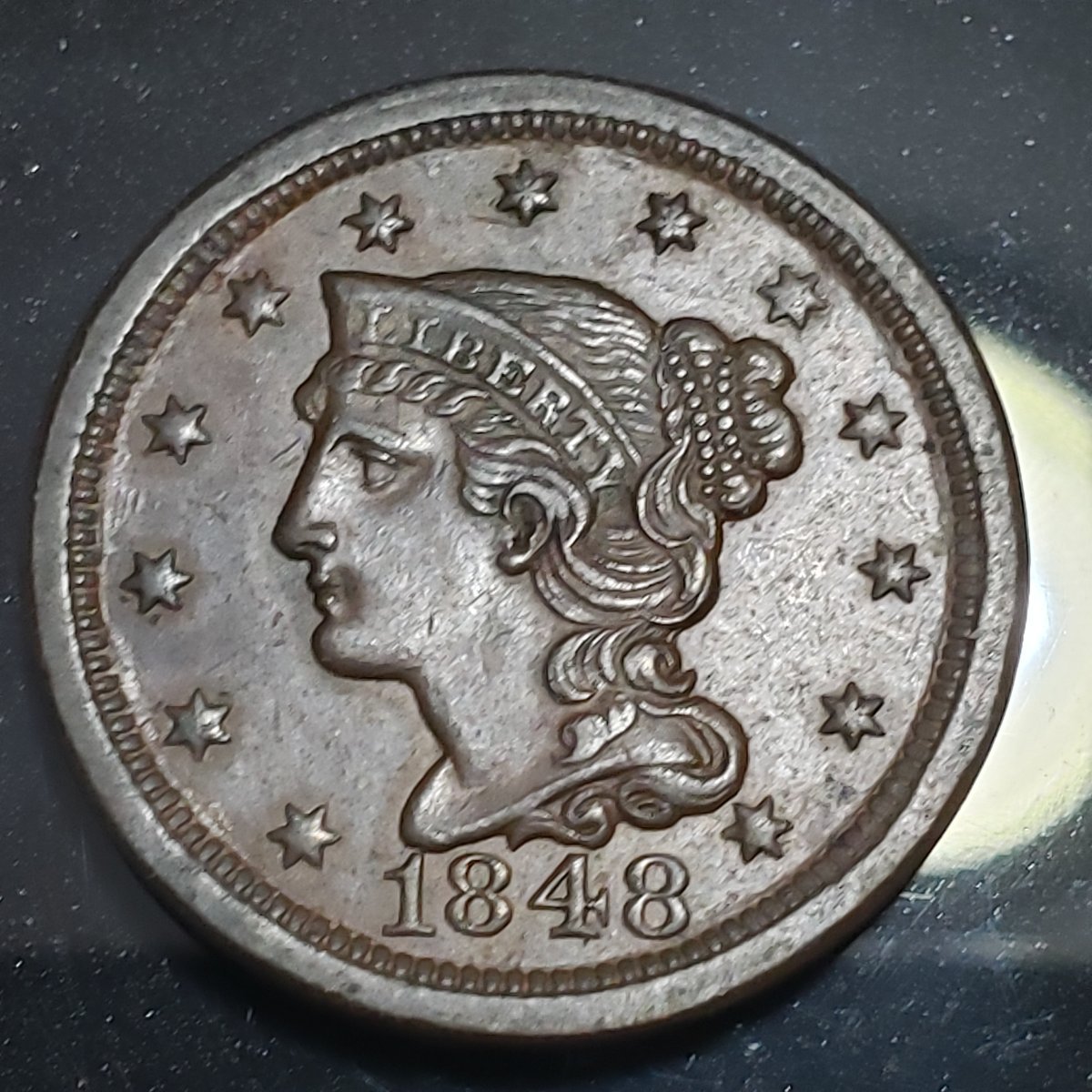 1848-Braided-Hair-Large-Cent,-Grade