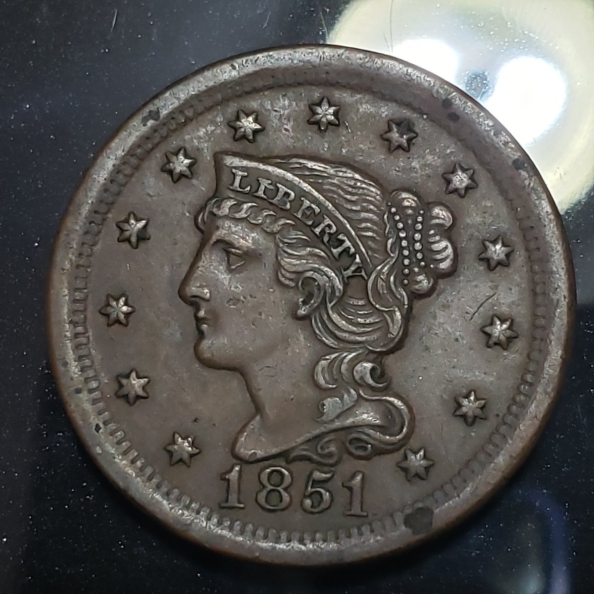 1851-Braided-Hair-Large-Cent,-Grade