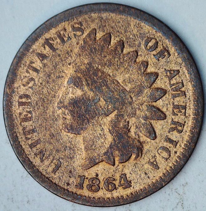 1864-Indianhead-Cent,-For-Grade.