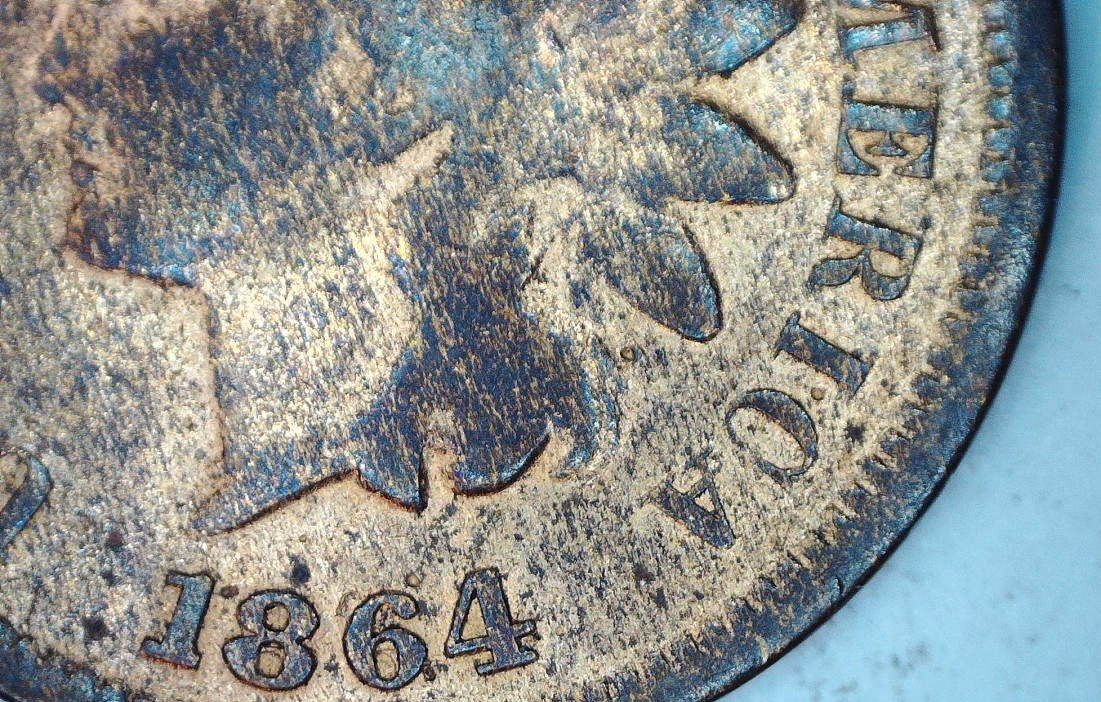 1864-Indianhead-Cent,-For-Grade.