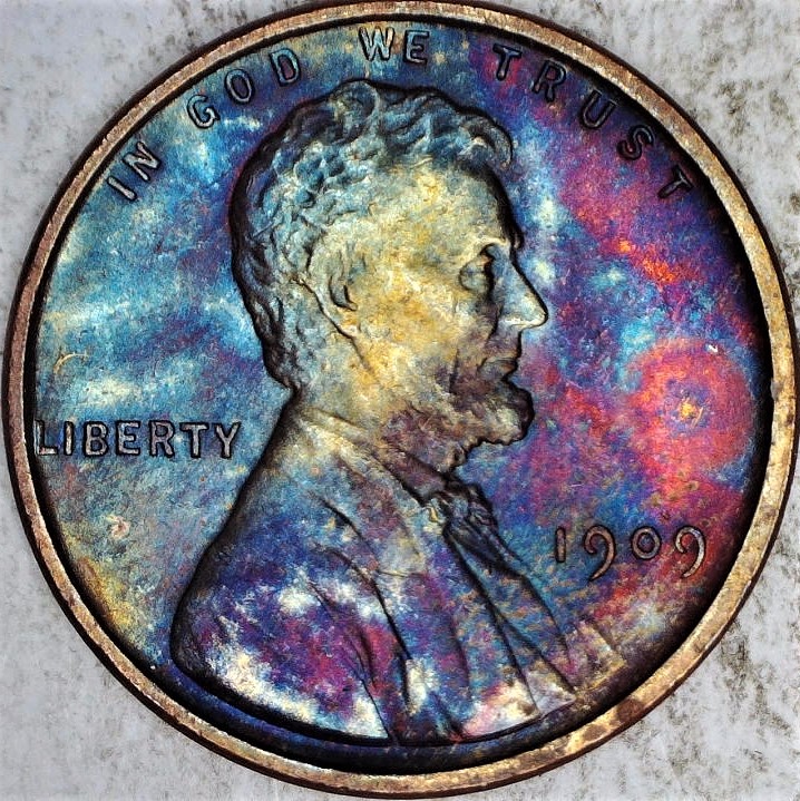 1909-VDB,-Lincoln-Wheat-Cent,-Beautiful-Toner,-For-Grading.