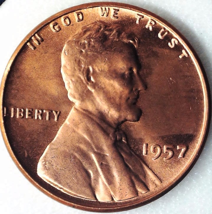 1957-Lincoln-Wheat-Cent-#2,-For-Grading.