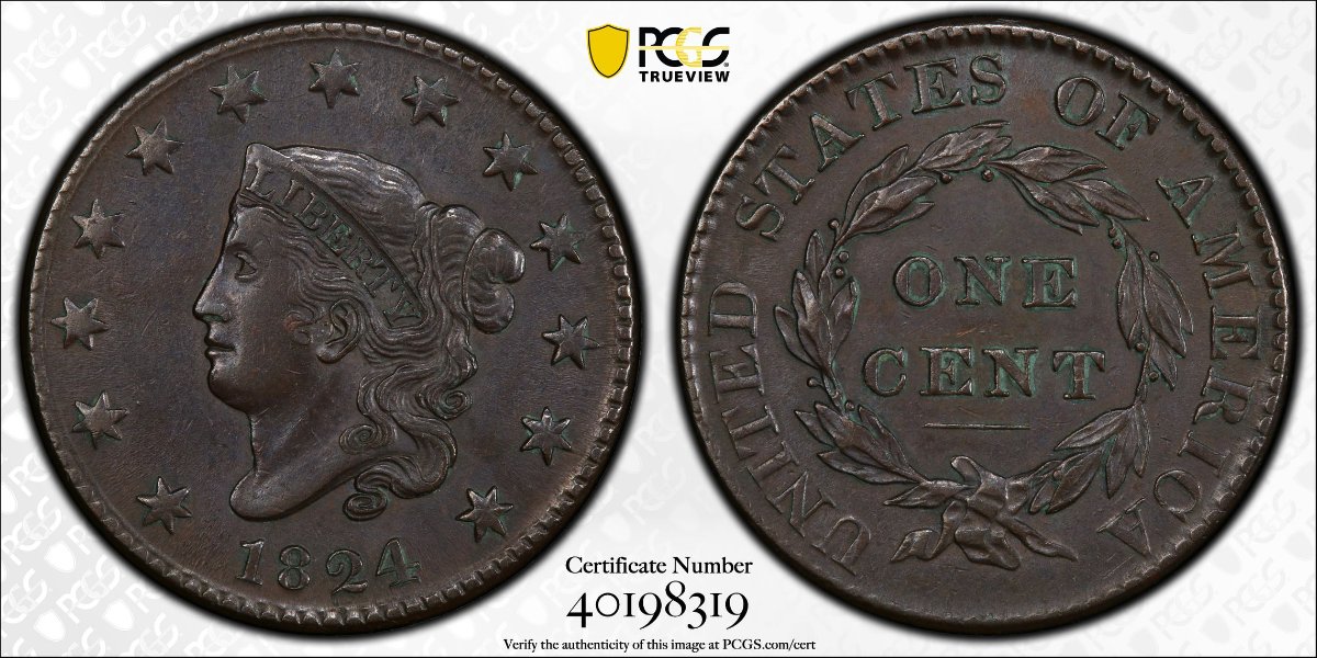 1824-Coronet-Head,-Large-Cent