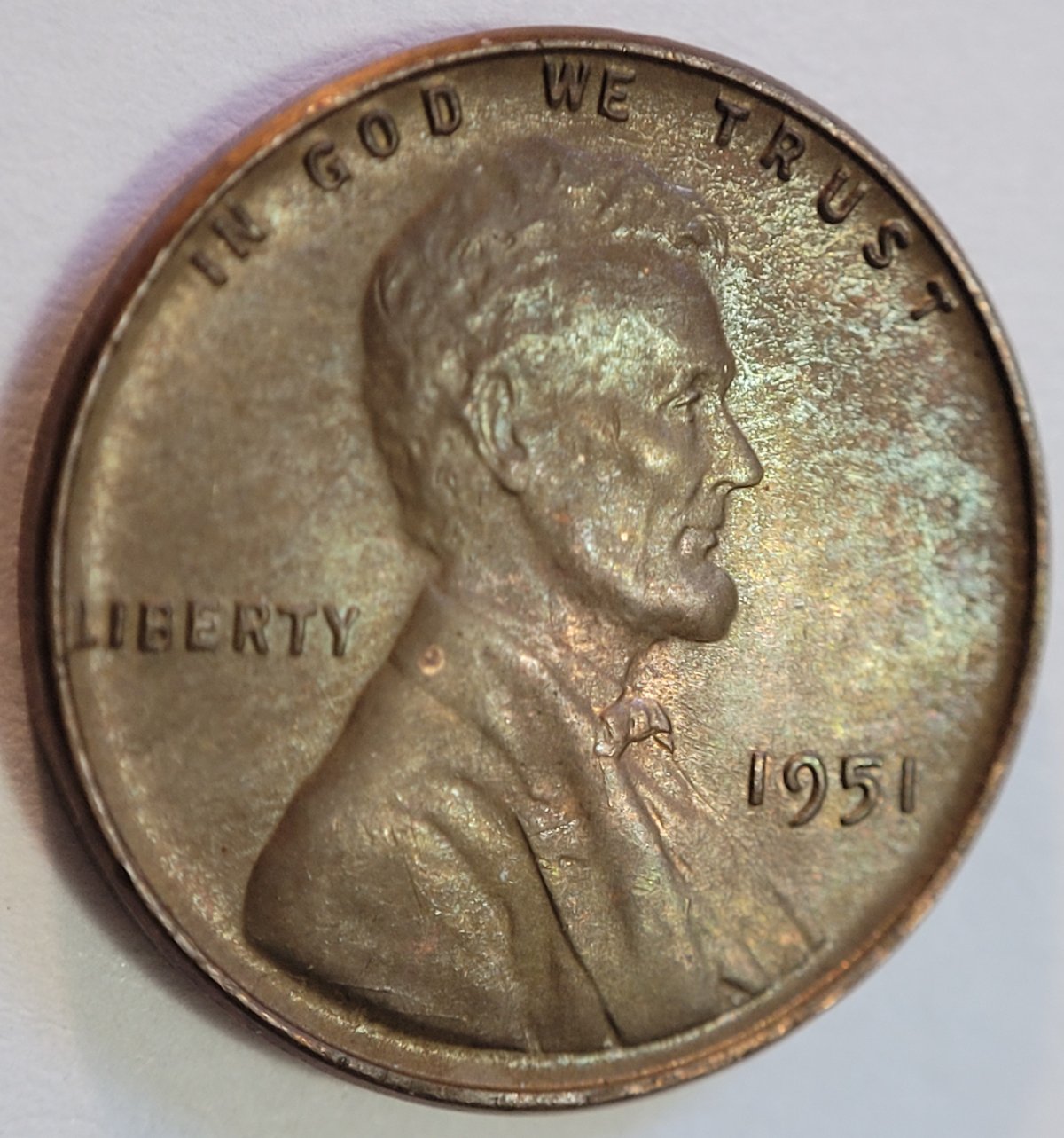 1951-Toned-Wheat-Cent,-For-Grading.