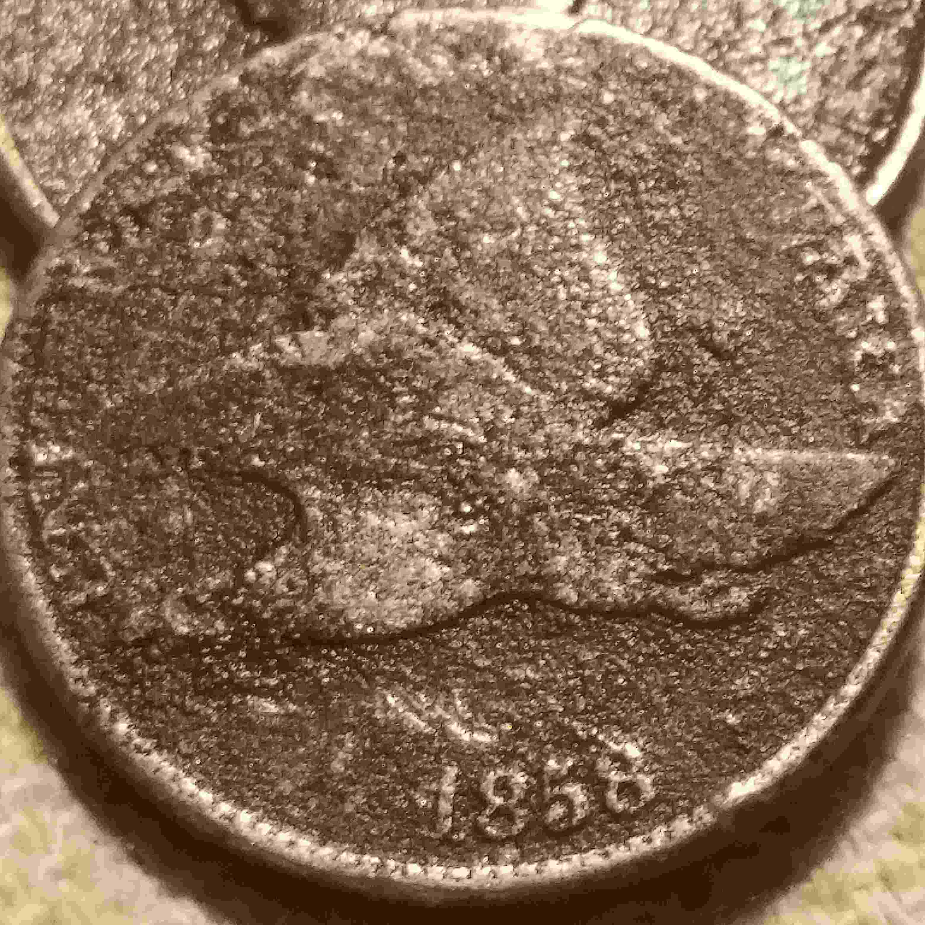 1858-Flying-Eagle-Cent.-Erosion-And-Damage.-But-I'm-Happy