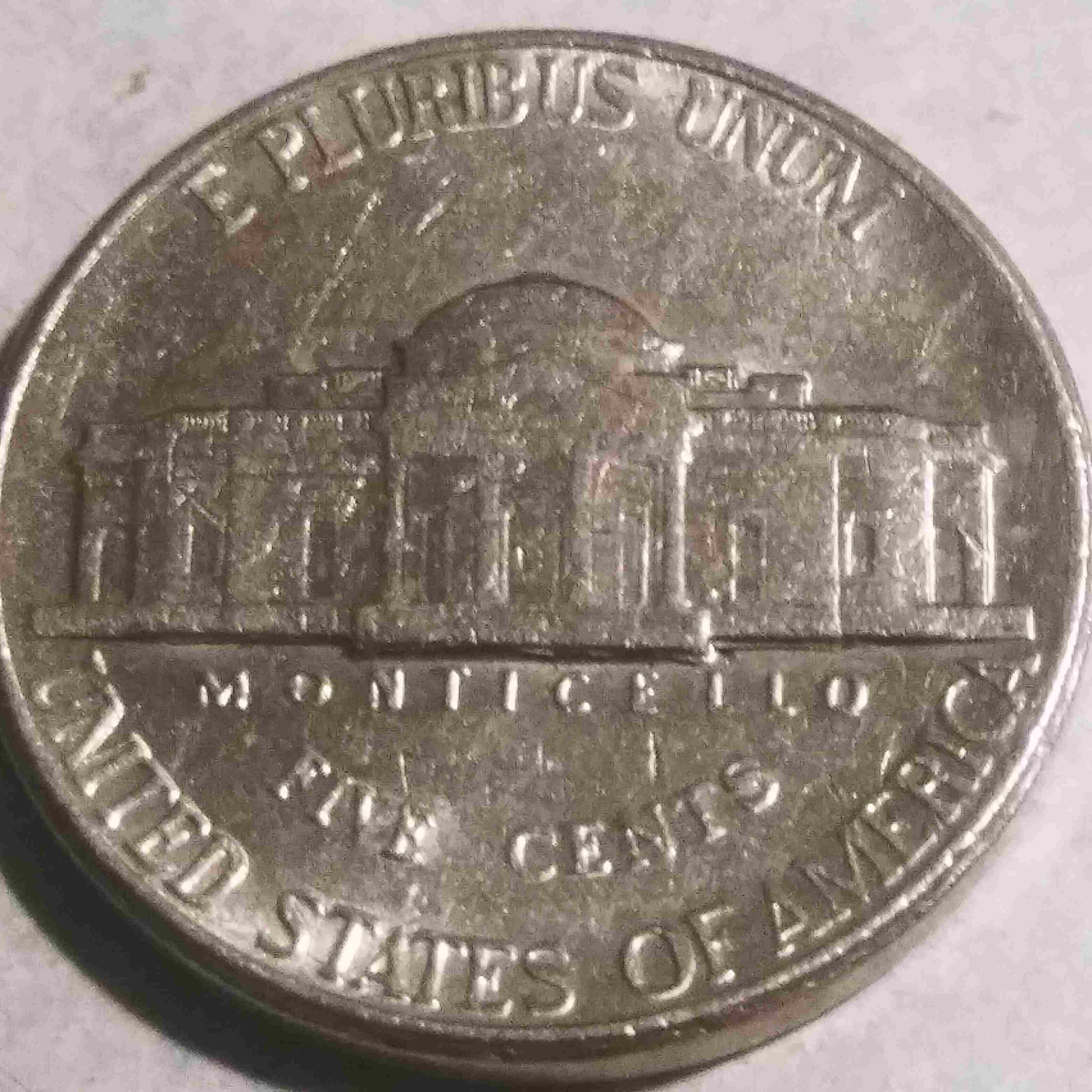 1997-D-Jefferson-Nickel-Abused-And-Smooshed