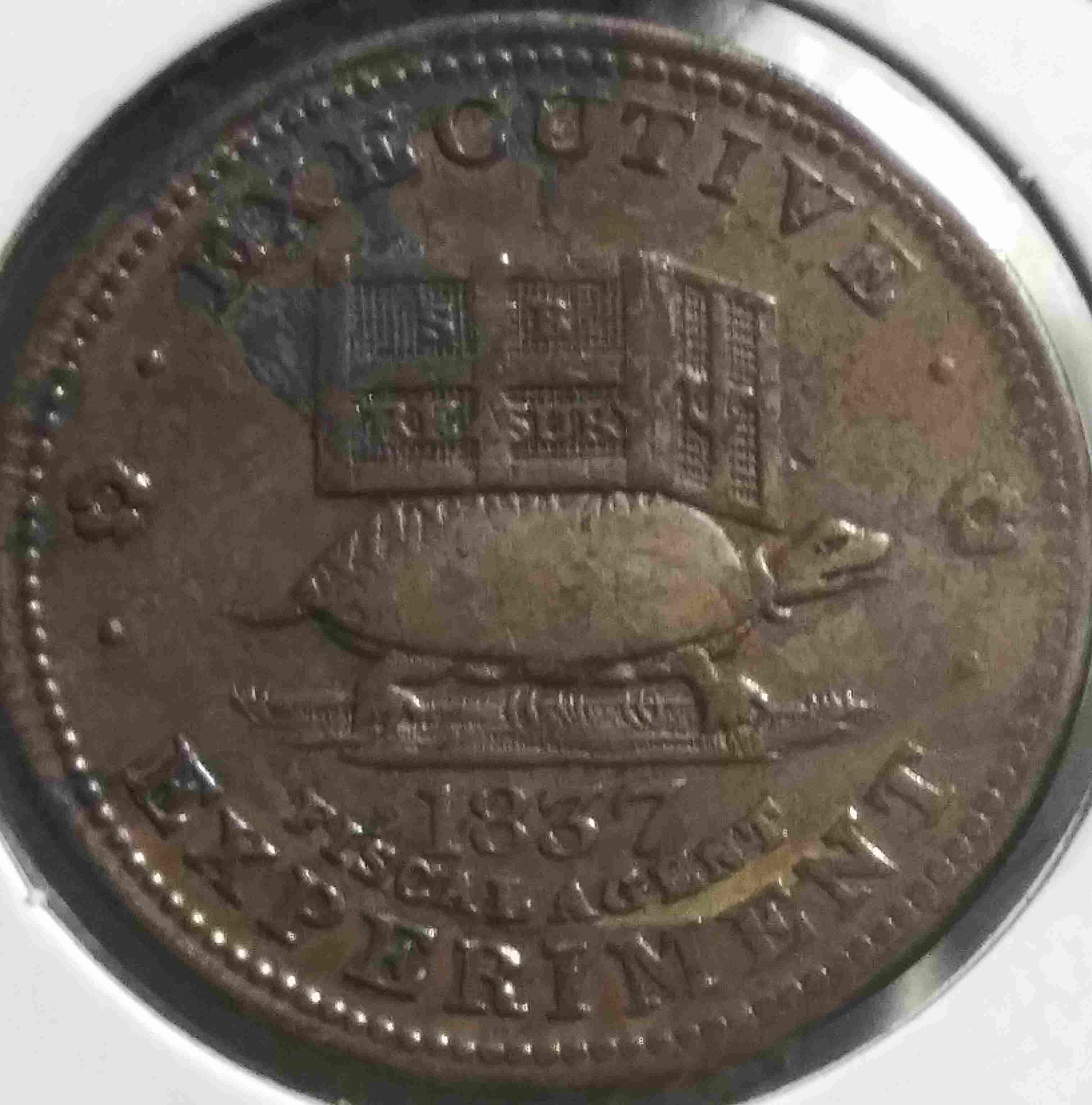 1837-Executive-Experiment-Token,-Copper.--Hard-Times-Token
