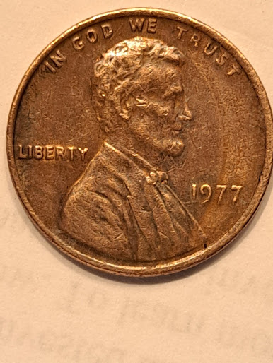 1977-Lincoln-Penny-/-Shows-Shadows-On-Obverse-And-Reverse