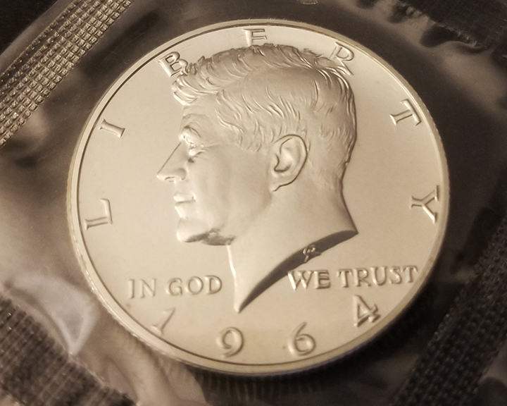 1964-SMS-Sealed-JFK-Half-Dollar-No-Accented-Hair,-No-Serif,-But...