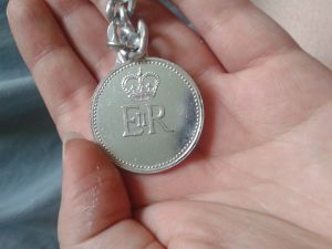 Queen-Elizabeth-II-Plastic-Replica-Of-Coronation-Coin-On-A-Chain