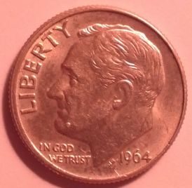 1964-D-Roosevelt-Dime-Extra-Material,-Miss-Placed-D-Error?
