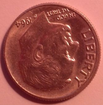 1964-D-Roosevelt-Dime-Extra-Material,-Miss-Placed-D-Error?