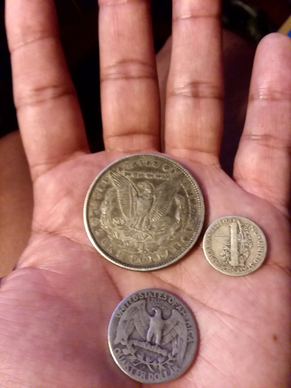 1879-Morgan-Dollar,-1952-Washington-Quarter,-1944-Mercury-Dime-Coins