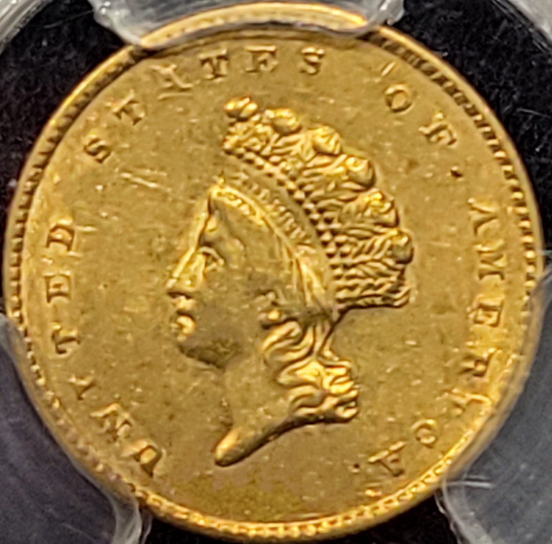 1855-Gold-$1-Princess-Head-AU-Yes,-But-50,-55,-58?