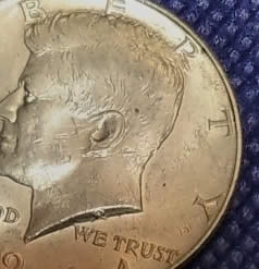 1965-Kennedy-Half,-Funny-Marks-Back-Of-Neck-And-Ear,-Would-Anyone-Agree?