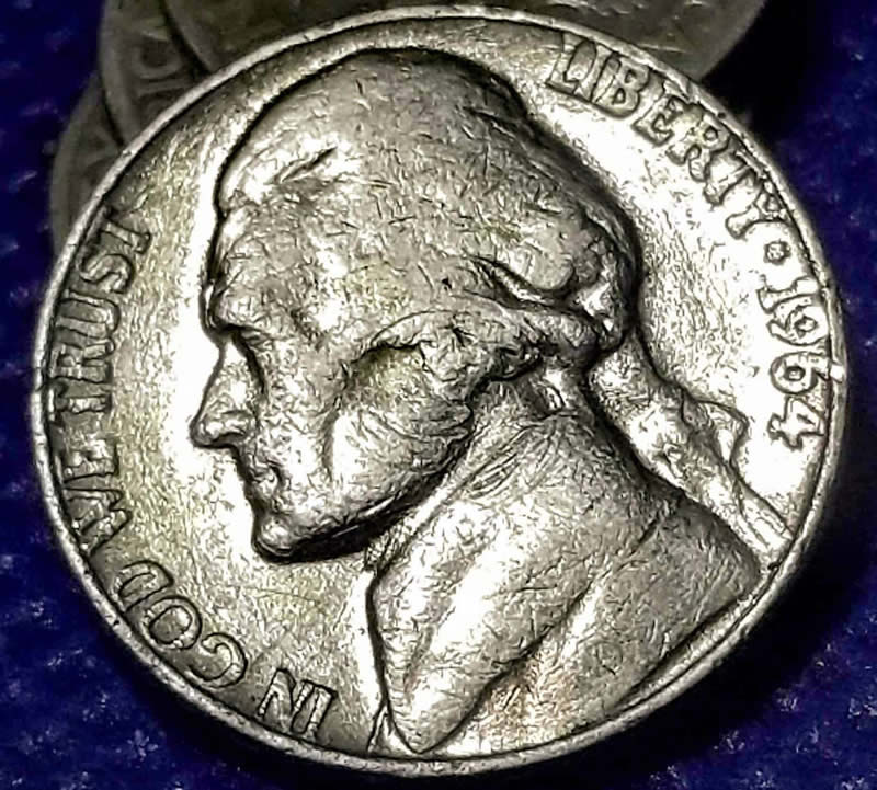 1964-D-Jefferson-Nickle-,-The-6-In-1964-Looks-To-Be-On-Rim?-Normal?