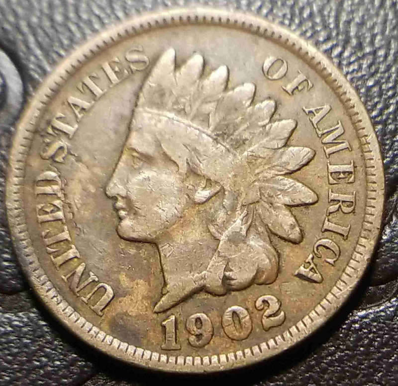 1902-Indian-Cent,-Post-Damage?-Front--U.s-Letters--Rear-On