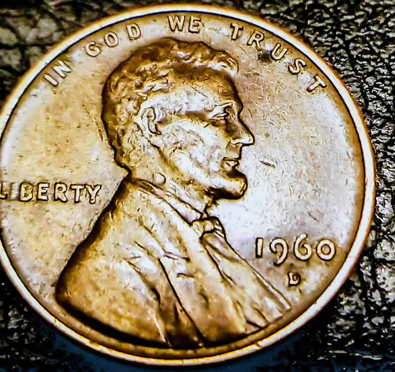 1960-D-Lincoln-Cent-,-Doubling-On-Rear-With-Filled-Bottom-S,-Special?