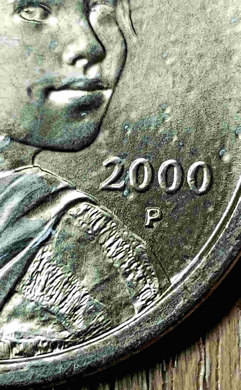 2000-P-Sacagawea-Dollar,-Die-Chip?-Cheerio?