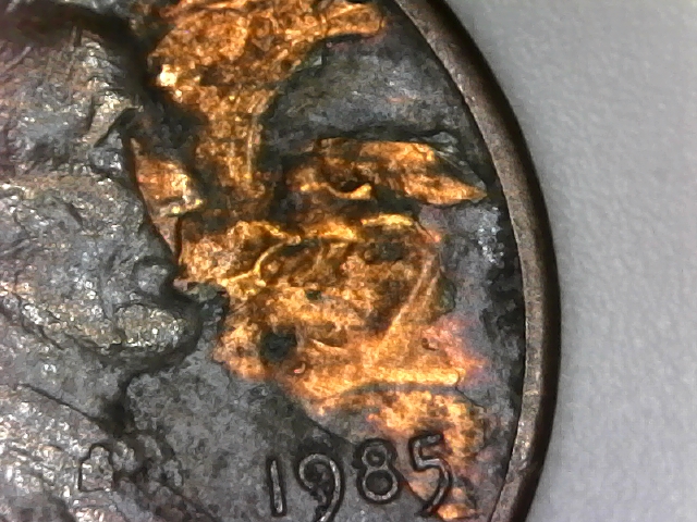 1985-Lincoln-Penny-With-Extra-Metal-Stamped