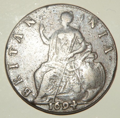 William-&-Mary-1694--1/2-Penny-Grading
