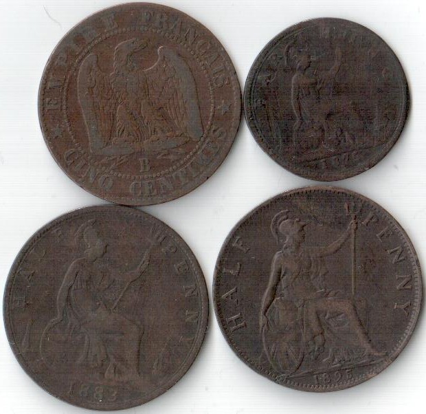 Help-With-Years-On-Half-Penny-&-Farthing-&-Cinq-Centimes