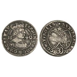 Austria-Silver-3-Kreuzer-1640-Gf