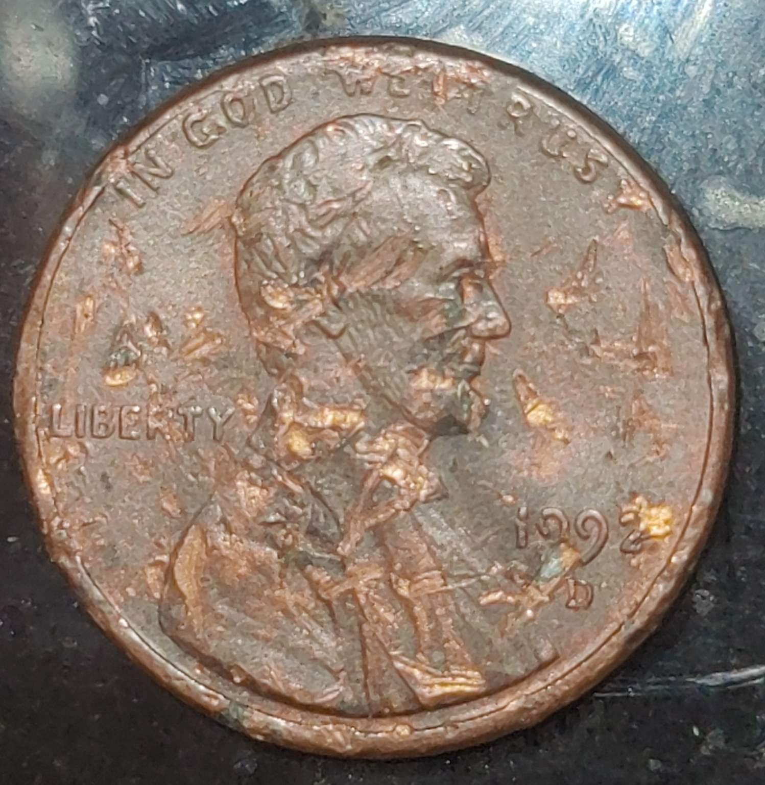 1992-D-Penny-Thinking-Got-Banged-Up-At-The-Mint.-Doubling/Strikes-Throughs/Die-Cracks