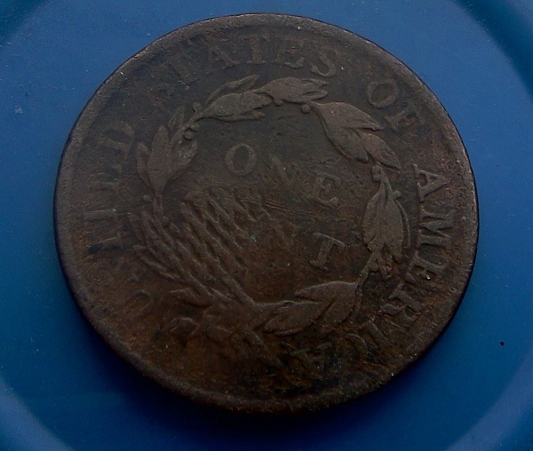 1819-Large-Cent,-Odd-Pattern-On-Reverse