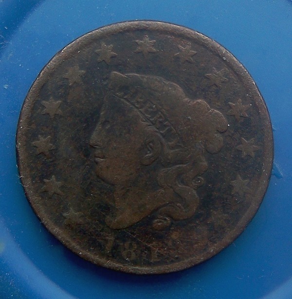 1819-Large-Cent,-Odd-Pattern-On-Reverse