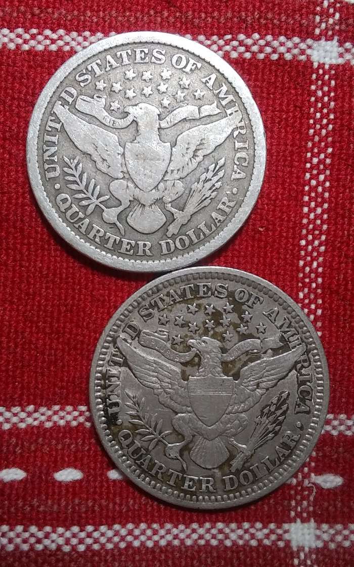 1900-Barber-Quarter-Broken-O-Obverse-Paired-On-Both-Type-II-And-III-Reverse