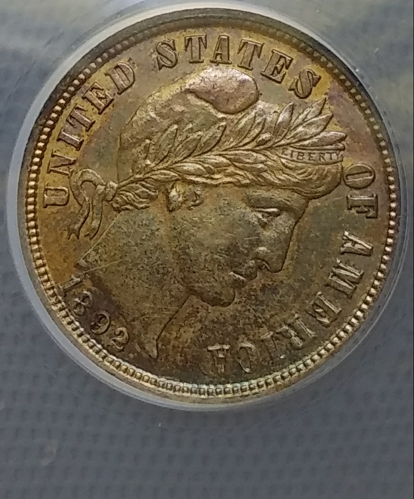 1892-Barber-Dime---Blue-Orange-Yellow-Toner