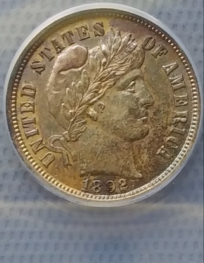 1892-Barber-Dime---Blue-Orange-Yellow-Toner