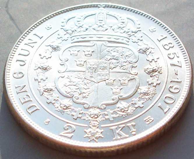 Sweden-Two-Kronor-1907-In-Almost-Perfect-Condition