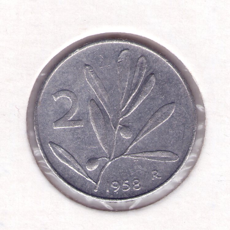 1958-Italian-2-Lire-Aluminium-Coin